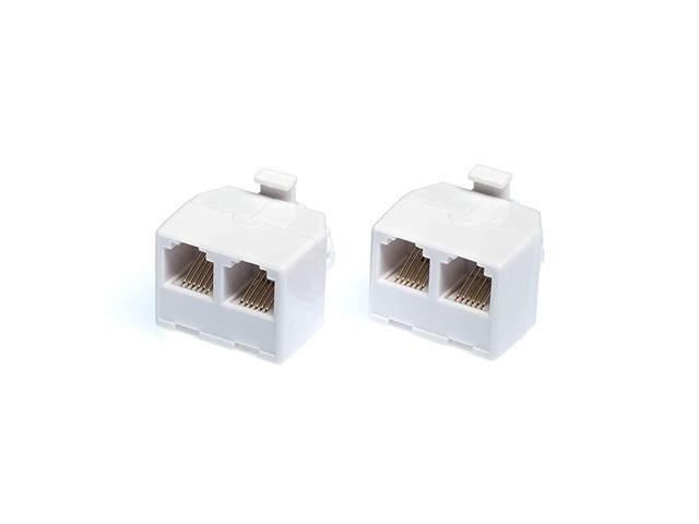 Jack Phone Wall Adapter 2 Pack White 2Way Phone Splitter 2 Lines Wall Jack Phone RJ11 Adapter