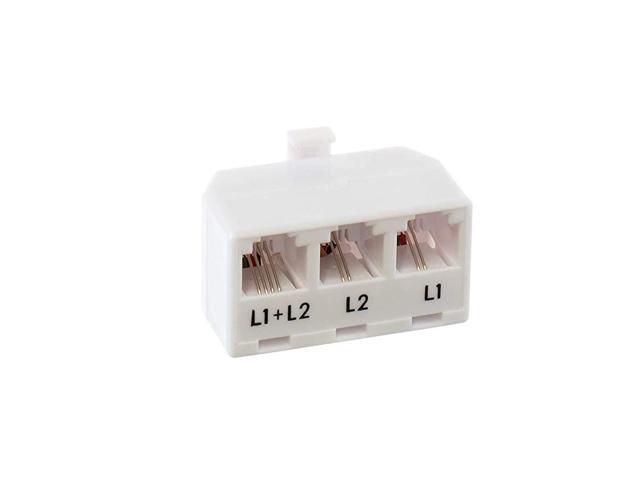 Splitter 2 Line Adapter 3Way Splitter Line 1 Line 2 and Twin Line Dual Line Separator 4 Conductor Connector 2 Phone Lines White 3 Pack