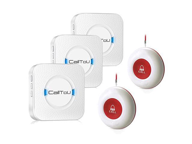 Wireless Caregiver Pager Smart Call System 2 SOS Call ButtonsTransmitters 3 Receivers Nurse Calling Alert Patient Help System for HomePersonal Attention Pager 500+Feet Plugin Receiver Alert