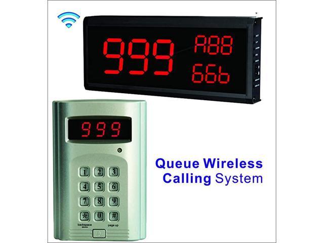 Queue Wireless Calling System 999-Channel Number Keypad Caller + 3 Number Display Host for Restaurant Hospital Fast Food Shop Kitchen Call