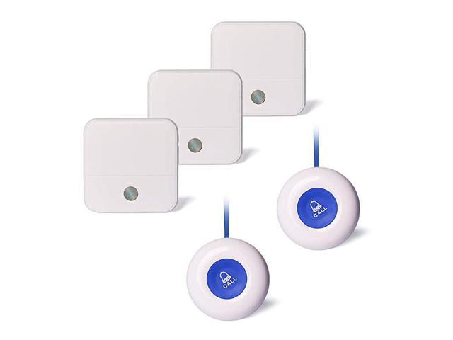 Caregiver Pager Call Button Personal Help Alert Pager System for Home Nurses Caregivers Patients Elderly 2 Waterproof Transmitters 3 Plugin Receivers