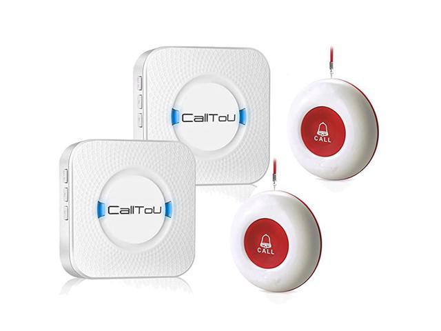 Wireless Caregiver Pager Smart Call System 2 SOS Call ButtonsTransmitters 2 Receivers Nurse Calling Alert Patient Help System for HomePersonal Attention Pager 500+Feet Plugin Receiver