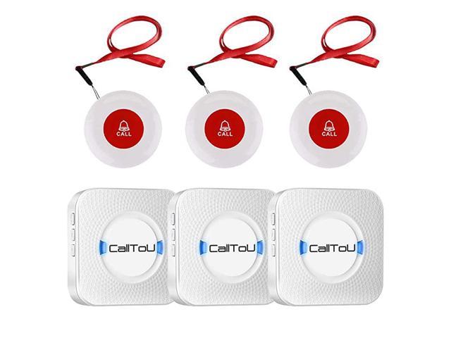 Wireless Caregiver Pager Call System 3 SOS Call ButtonsTransmitters 3 Receivers Nurse Calling Alert Patient Help System for HomePersonal Attention Pager 500+Feet Plugin Receiver Alert