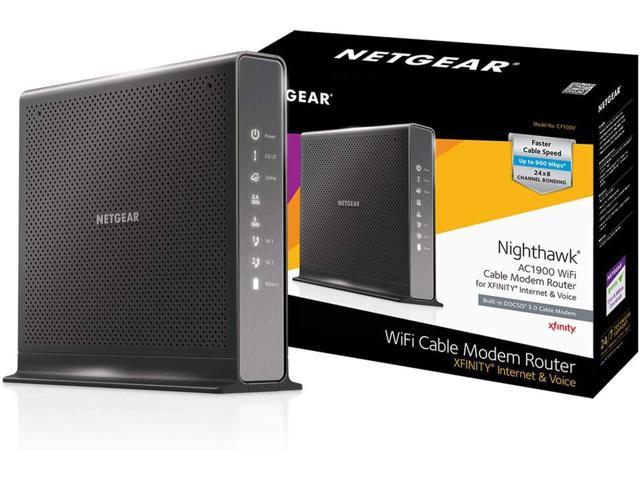 NETGEAR Nighthawk AC1900 (24x8) DOCSIS 3.0 WiFi Cable Modem Router Combo For XFINITY Internet & Voice (C7100V) Ideal for Xfinity Internet and Voice services (Renewed)