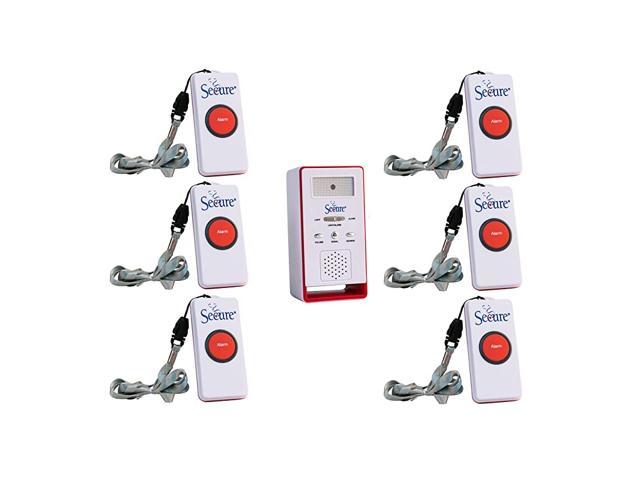 SWCB1 Wireless Remote Nurse Alert System 6 Patient Call Buttons and 1 Caregiver Pager 500 Ft Range 6 Transmitter Set