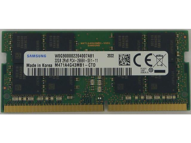 Samsung 32GB DDR4 2666MHz PC4-21300 1.2V 2Rx8 260-Pin SODIMM Laptop RAM Memory Module M471A4G43MB1-CTD