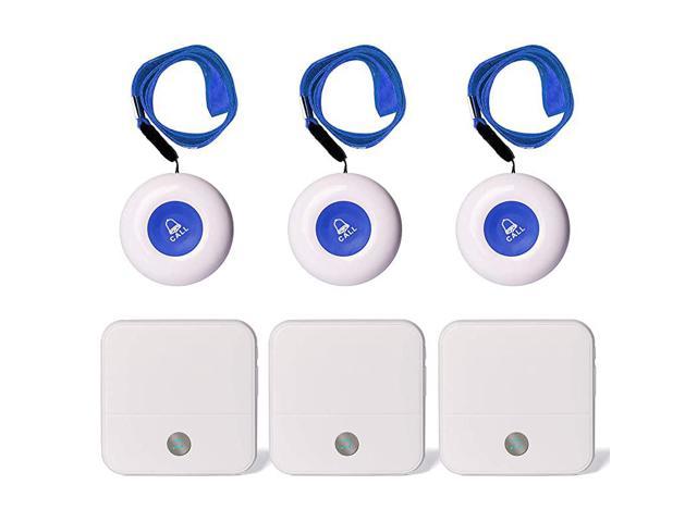 Caregiver Pager Call Button Personal Help Alert System for Home Patient Nurses Seniors and Disabilities 3 Receivers 3 Waterproof Transmitters