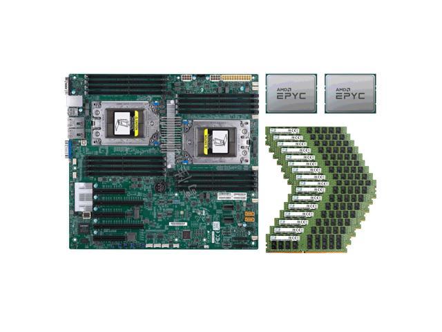 Supermicro H11DSi-NT Motherboard + 2x AMD EPYC 7601 32 Core 64 Threads SP3 +16x Samsung 32GB 2666MHz ECC RAM