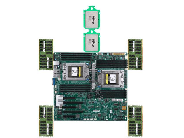 Supermicro H11DSI-NT Motherboard Mainboard 16 DIMM Sockets 1.2V 10 SATA3 (6 Gbps) 2x AMD EPYC 7B12 CPU 64 Cores 128 Threads Up to 3.3GHz SP3 240W 8x 32GB 3200MHz DDR4 ECC Sever Memory RAM (Total 256GB