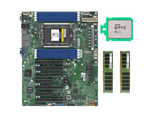Supermicro H12SSL-i Motherboard Mainboard AMD EPYC 7D12 CPU 32 Cores 1.1GHz To 3 GHz 128MB SP3 All Cores 2.4 GHz TDP 85W 2x 32GB Samsung 2666V 64GB 2666MHz DDR4 ECC Sever Memory RAM