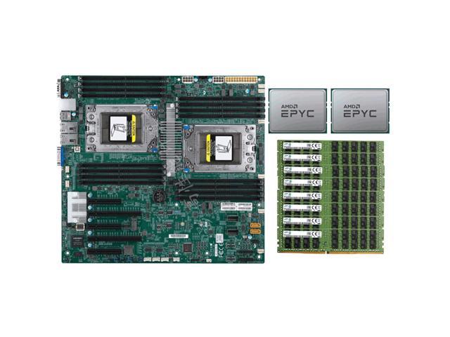Supermicro H11DSi Motherboard + 2x AMD EPYC 7282 CPU SP3 Socket Count 1P/2P + 8x Samsung 16GB 2666MHz DDR4 ECC Sever Memory RAM 128GB Motherboards Server