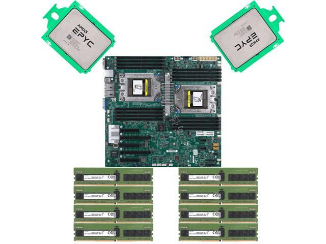 Supermicro H11DSI Motherboard + 2x AMD EPYC 7642 CPU + 256GB RAM, 8x Samsung 32GB 2666MHz RAMs DDR4 ECC Memory (Not H11DSI-NT)