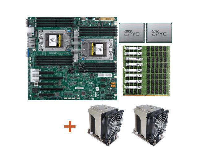 Supermicro H11DSI-NT + 2x AMD EPYC 7302 CPU +128GB 2666MHz RAM - 8x Samsung 16GB 2666MHz DDR4 ECC server RAMs + 2x CPU cooler
