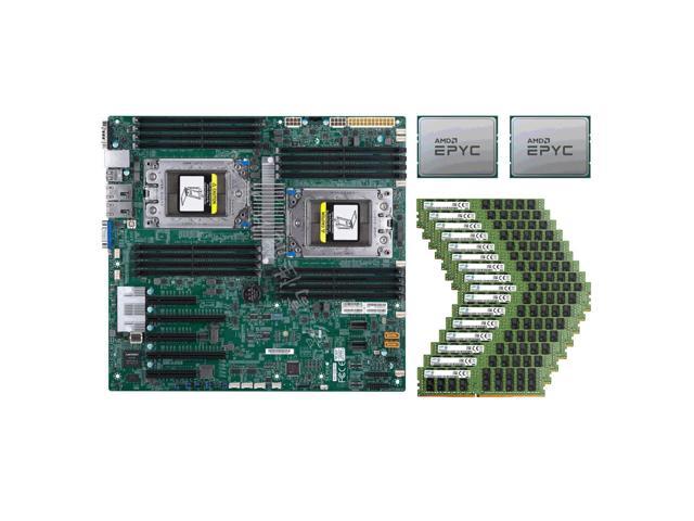 Supermicro H11DSI Motherboard (Not H11DSI-NT) +2x AMD EPYC 7642 CPU + 512GB RAM-16x Samsung 32GB 2666MHz RAMs DDR4 ECC Sever Memory