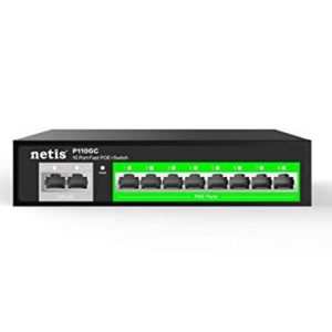 Netis P110GC 8GE Gigabit PoE Switch and 2GE Gigabit Uplink | 30W PoE+ Per Port 802.3af/at PoE Budget 120W | with 4KV Lightning Protection, Internal Power Supply and Long Distance Data Transmission
