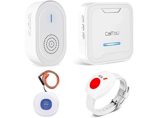 CallToU Wireless Caregiver Pager System Caregiver Call Button Nurse Alert System for Elderly,Medical Alert System for Seniors Disabled Patient,2 SOS Transmitters(1 Medical Alert Watches) + 2 Receivers