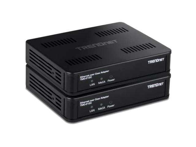 trendnet ethernet over coax moca 2.5 adapter (2-pack), tmo-312c2k, backward compatible with moca 2.0/1.1/1.0, rj-45 gigabit lan port, supports net throughput up to 1gbps, support up to 16 nodes, black