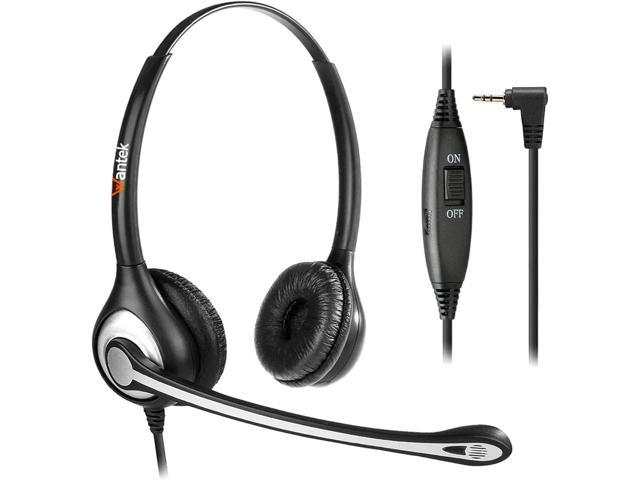 Phone Headset with Microphone Noise Cancelling & Volume Controls, 2.5mm Telephone Headset Compatible with Polycom Panasonic AT&T Vtech Uniden Office Cordless Phones, Clear Chat, Ultra Comfort
