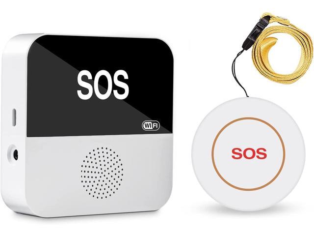 Caregiver Pager Wireless,KINGLEAD Upgraded Smart APP Control Life Alert Systems for Seniors WiFi Connection 1 Receiver 2 SOS Call Button for Elderly at Home/Patients/Disabled Fall Alert Devices