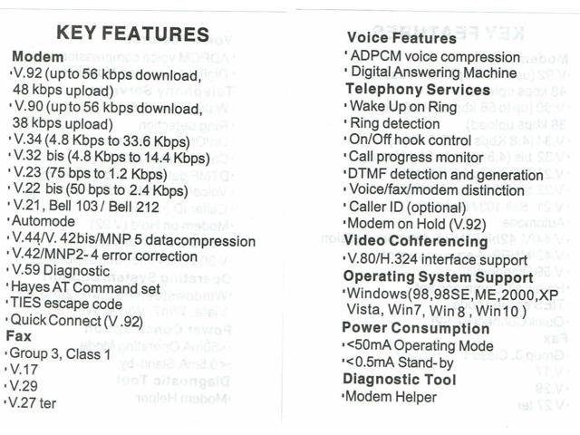 USB 56K External Dial Up Fax Data Modem Windows 10 / 8 / 7 / XP / Vista