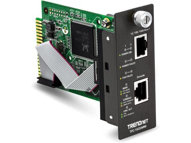 TRENDnet SNMP Management Module for TFC-1600, Supports Port Based Management, Real Time Monitoring, Converter Speed, Link Activity, Duplex Status, Gigabit Port, Lifetime Protection, TFC-1600MM