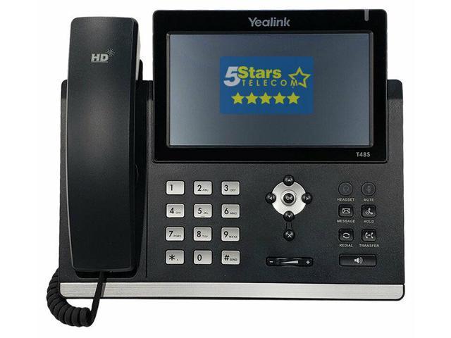 Yealink T48S IP Phone, 16 Lines. 7-Inch Color Touch Screen Display. USB 2.0, Dual-Port Gigabit Ethernet, 802.3af PoE, Power Adapter Not Included