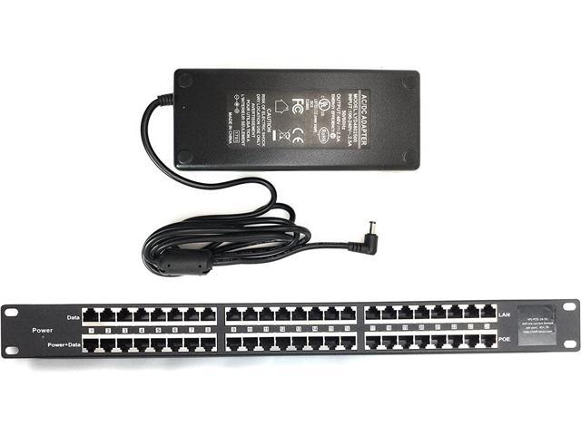 24 Port Passive PoE Injector with 48V 120W Power Supply for 802.3af Devices - 10/100 Fast Ethernet Capability