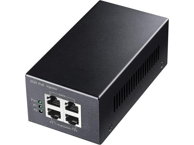 Cudy 2 Channel Gigabit PoE Injector, 10/100/1000Mbps, 2 Gigabit Input, 2 PoE Output, 2 x 30 watts PoE Adapter, Wall-Mount, Comply with 802.3at / 802.3af, 48V