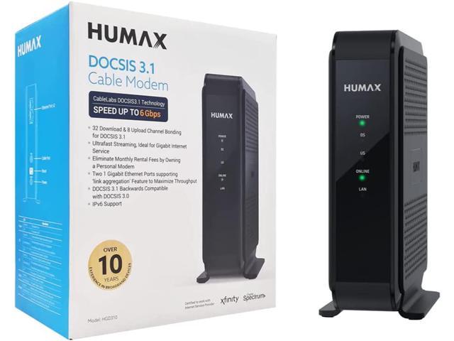 HGD310 - DOCSIS 3.1 Cable Modem, Approved for Xfinity and Spectrum, Black, Maximum Network Speed Plan 2000 Mbps