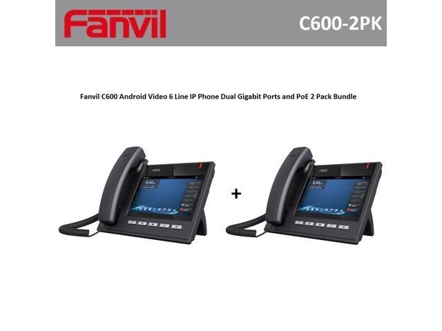 Fanvil C600 Android Video 6 Line IP Phone with Touchscreen Dual Gigabit Ports and PoE (2-Pack)