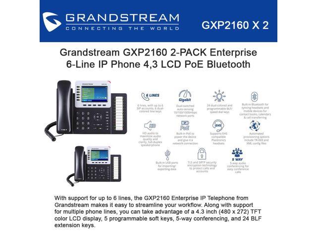 Grandstream GXP2160 2-PACK Enterprise 6-Line IP Phone 4.3 LCD PoE Bluetooth