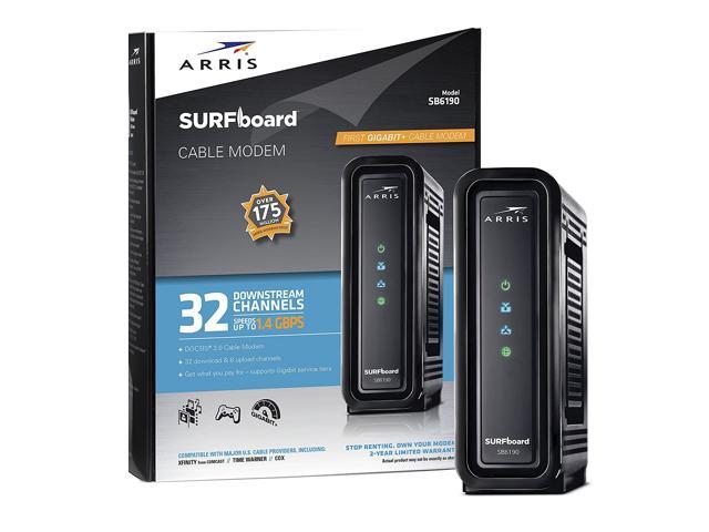 ARRIS SURFboard SB6190 BLK DOCSIS 3.0 Cable Modem - Retail Packaging - Black