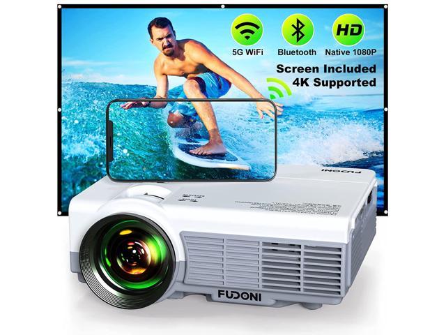 Native 1080P Projector With 5G Wifi And Bluetooth 2022 Upgraded, Portable Projector With Screen, Home Theater Projector Compatible With Hdmi, Usb, Vga, Laptop, Tv Stick, Ios/Android Phone