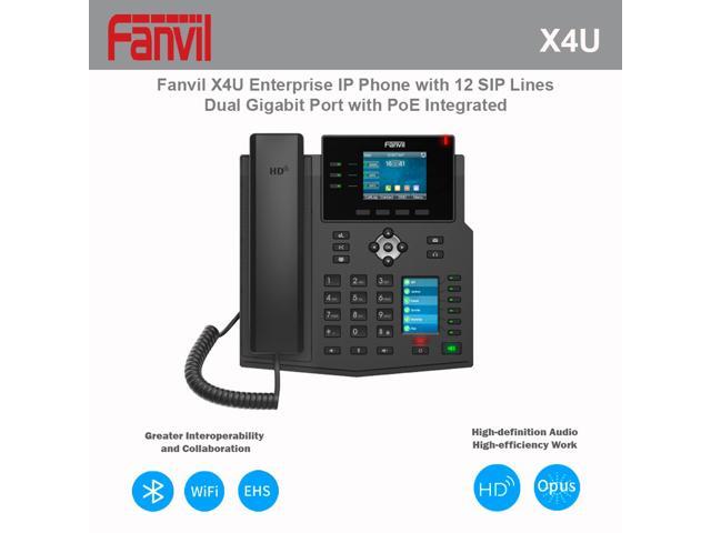 Fanvil X4U Enterprise IP Phone 12 SIP Lines Dual Gigabit Port with PoE Integrated