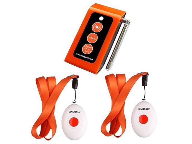 Home Caring Alarm System Nurse CallOval Rounded Lightweight ConvenientFit for Old Patients ChildrenA Caregiver Receiver 2 Necklace Pagers